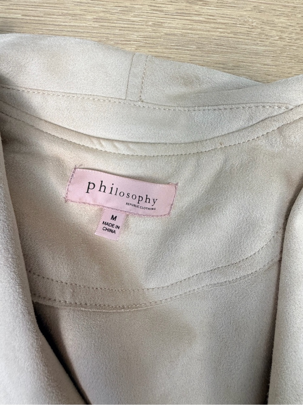 Philosophy Light Cream Asymmetrical Zip Leather Jacket - Picture 5 of 6